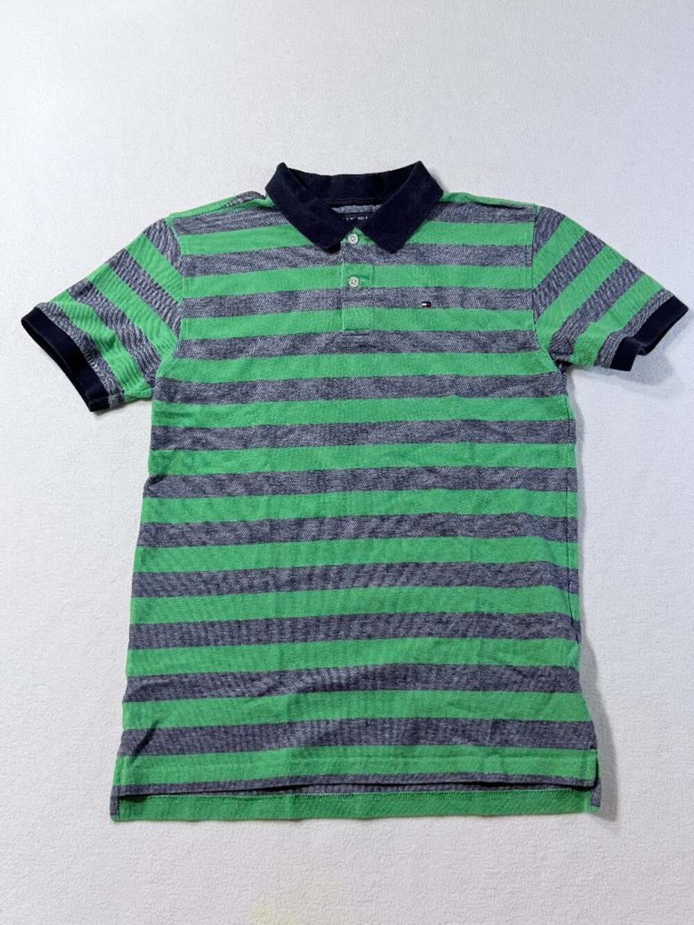 Tommy Hilfiger Polo Men's XL Golf Shirt Green & Grey Cotton Short Sleeve
